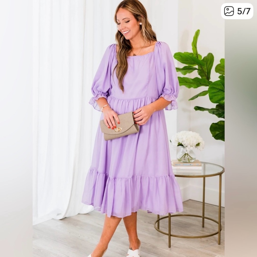 Chic Soul Lavender Midi Dress